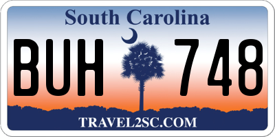 SC license plate BUH748