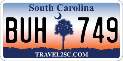 SC license plate BUH749