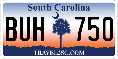 SC license plate BUH750