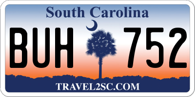 SC license plate BUH752