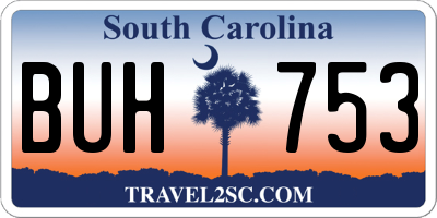 SC license plate BUH753