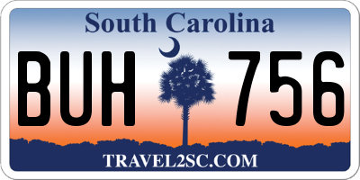 SC license plate BUH756