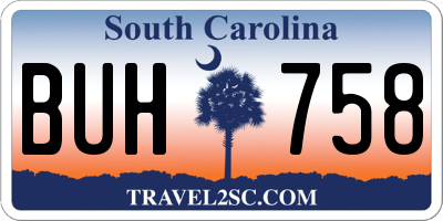 SC license plate BUH758