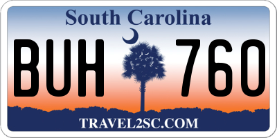 SC license plate BUH760