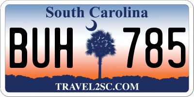 SC license plate BUH785