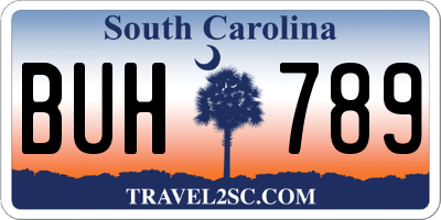 SC license plate BUH789