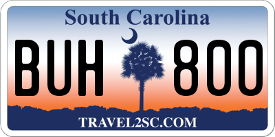 SC license plate BUH800