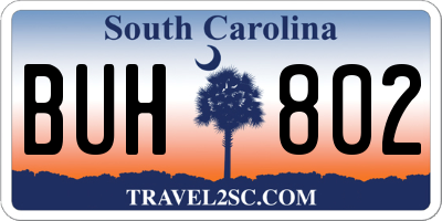 SC license plate BUH802