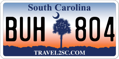 SC license plate BUH804