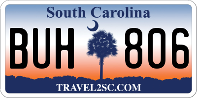 SC license plate BUH806