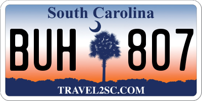 SC license plate BUH807