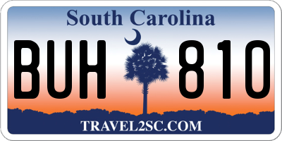 SC license plate BUH810