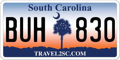 SC license plate BUH830