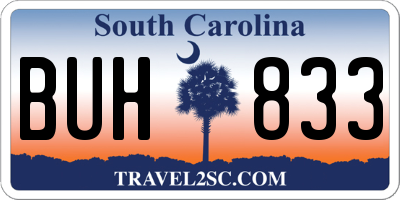 SC license plate BUH833