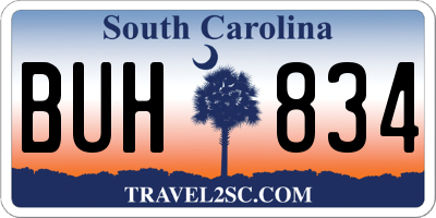 SC license plate BUH834