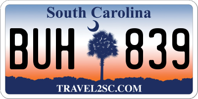 SC license plate BUH839