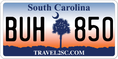 SC license plate BUH850
