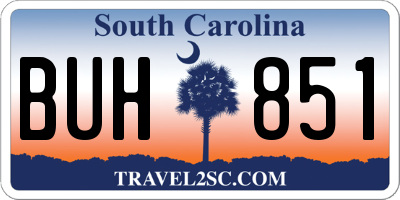 SC license plate BUH851