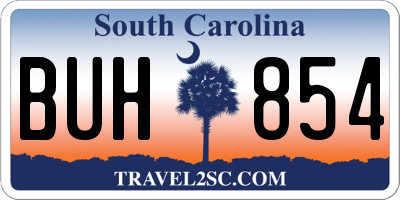SC license plate BUH854