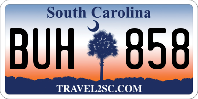 SC license plate BUH858