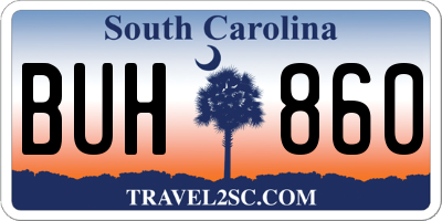SC license plate BUH860