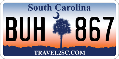 SC license plate BUH867