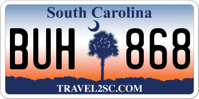 SC license plate BUH868
