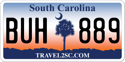 SC license plate BUH889