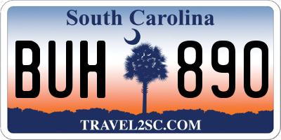 SC license plate BUH890