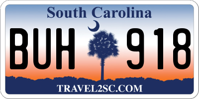 SC license plate BUH918