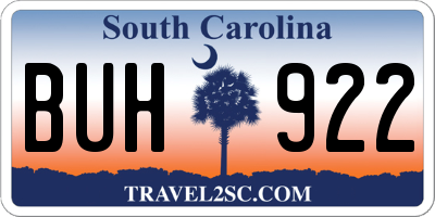 SC license plate BUH922