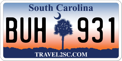 SC license plate BUH931