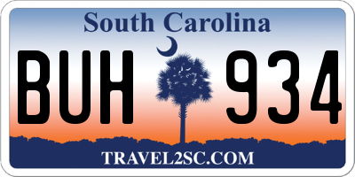 SC license plate BUH934