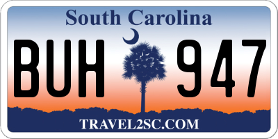SC license plate BUH947