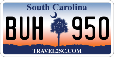SC license plate BUH950