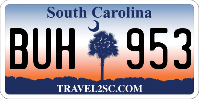 SC license plate BUH953
