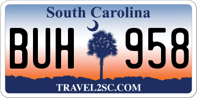 SC license plate BUH958