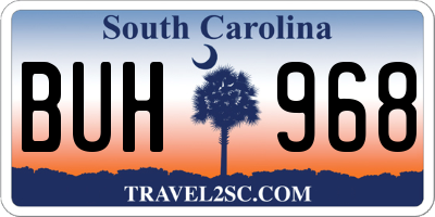 SC license plate BUH968