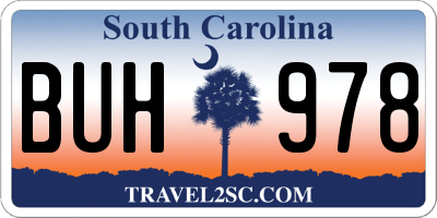 SC license plate BUH978