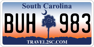 SC license plate BUH983