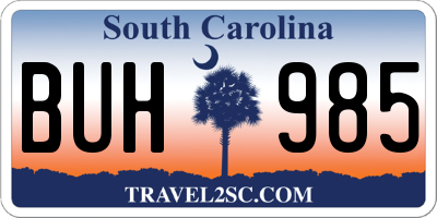 SC license plate BUH985