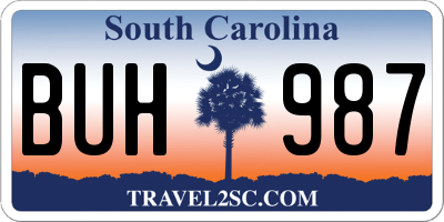 SC license plate BUH987