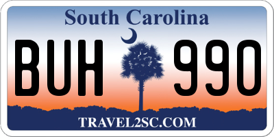 SC license plate BUH990