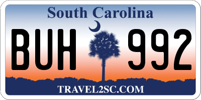 SC license plate BUH992