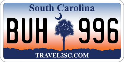 SC license plate BUH996