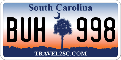 SC license plate BUH998