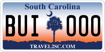 SC license plate BUI000