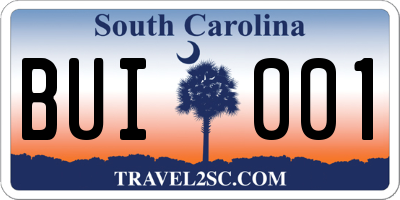 SC license plate BUI001