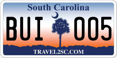 SC license plate BUI005