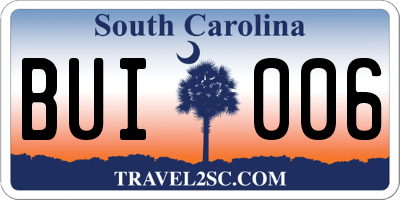 SC license plate BUI006